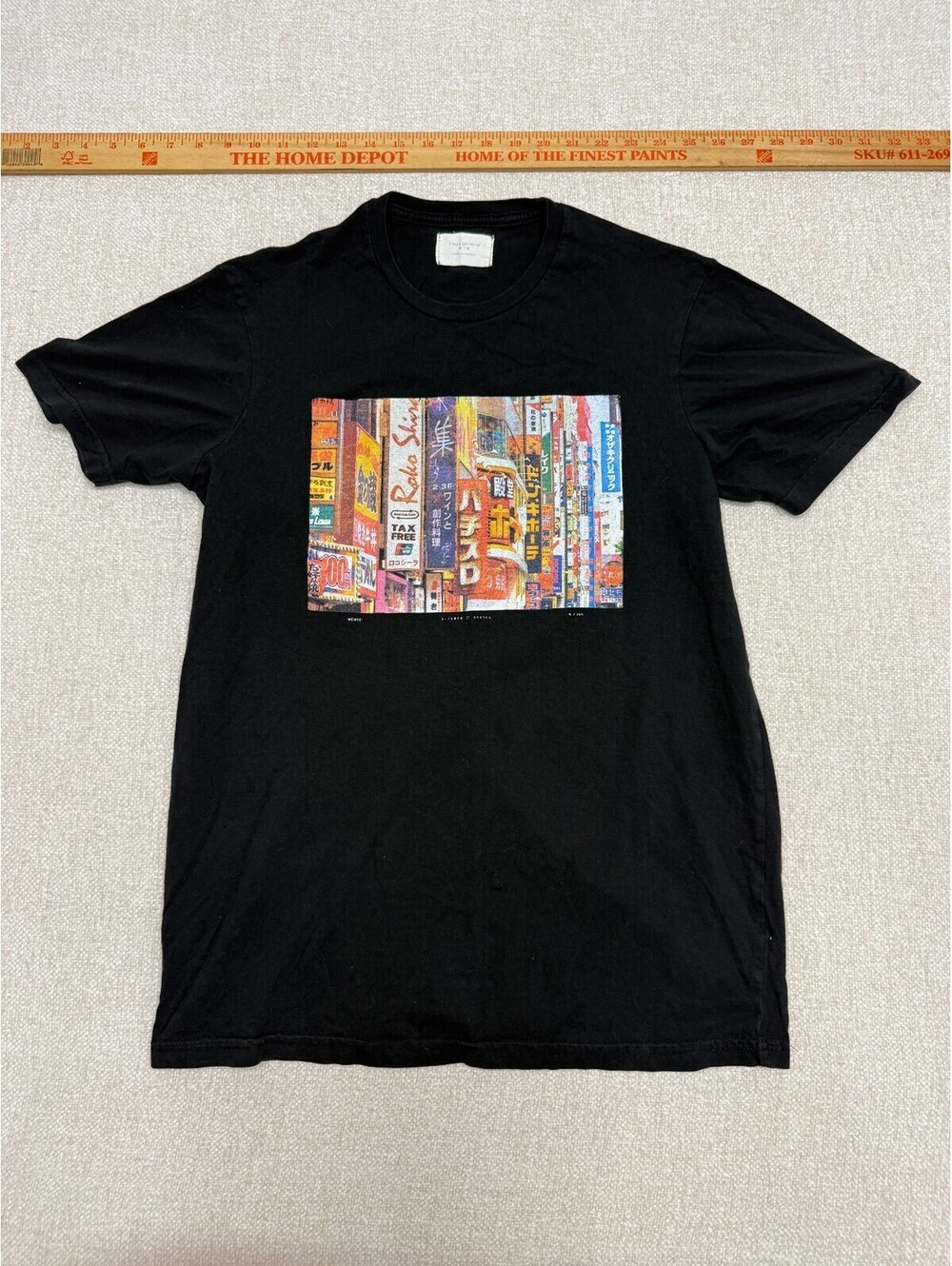 Altered States Mens Large Black Japanese City Street Sign Graphic T-Shirt L